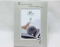 Silver Religious Frame with Cross - 4" x 6"