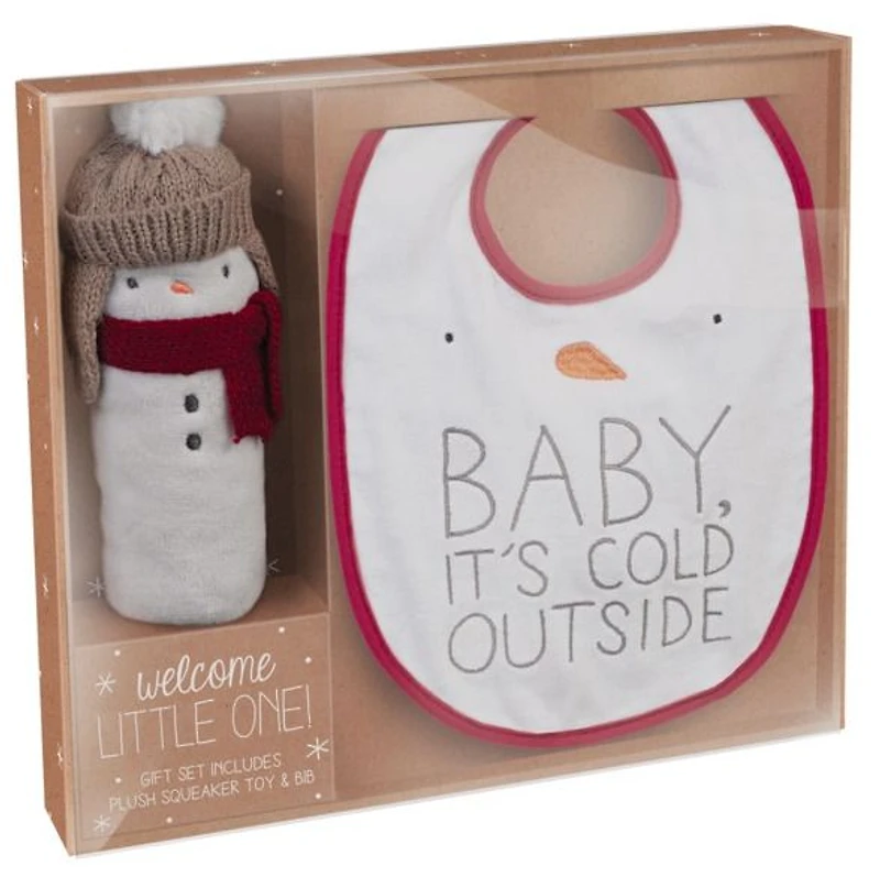 Snowman Bib & Squeaker Set