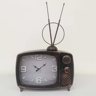 Distressed Classic TV Table Clock (Red Clock)