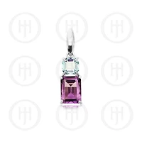 Blue Topaz and Amethyst Pendant w/chain