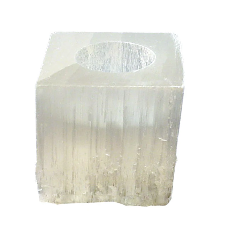 Selenite Cube Candle Holder