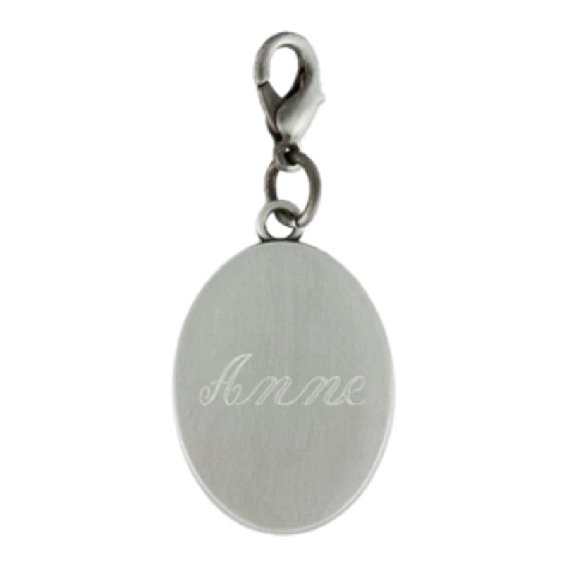 Personalized Charm Oval Pewtertone