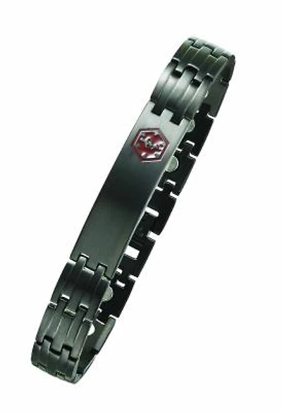 Black Stainless Steel Medical ID Bracelet