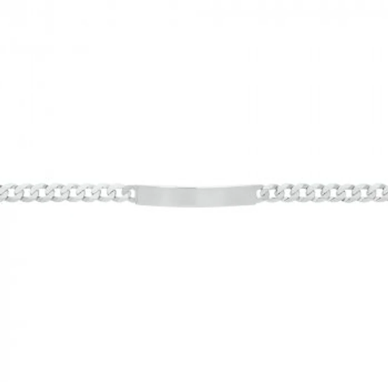 Rhodium Plated Sterling Silver ID Bracelet Curb
