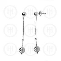 Silver Rhodium Plated Ball Dangle Earrings