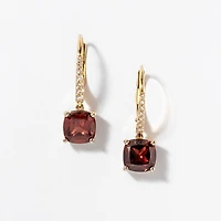 Garnet Earrings with Diamond Accents in 10K Yellow Gold