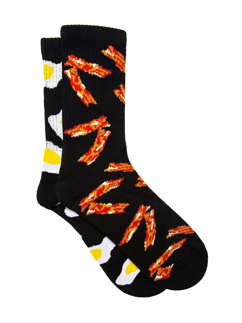 BACON AND EGGS SOCKS - BLACK