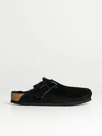 MENS BIRKENSTOCK BOSTON SHEARLING REGULAR CLOGS - BLACK