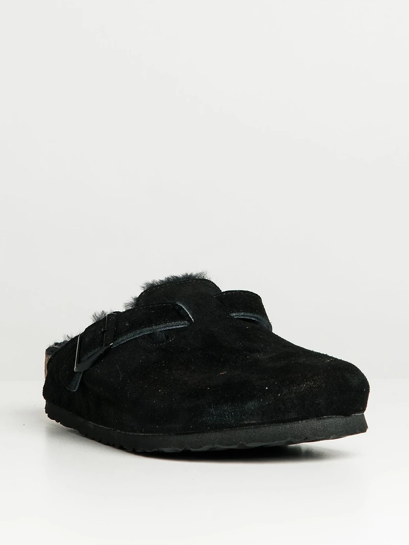 MENS BIRKENSTOCK BOSTON SHEARLING REGULAR CLOGS - BLACK