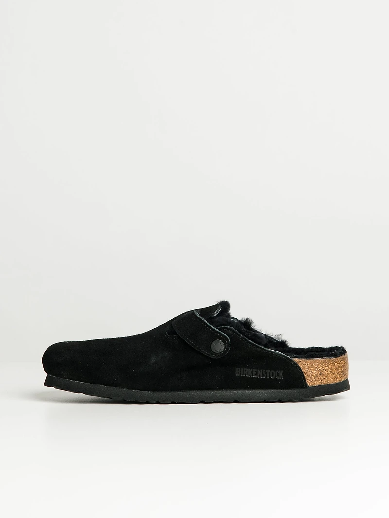 MENS BIRKENSTOCK BOSTON SHEARLING REGULAR CLOGS - BLACK