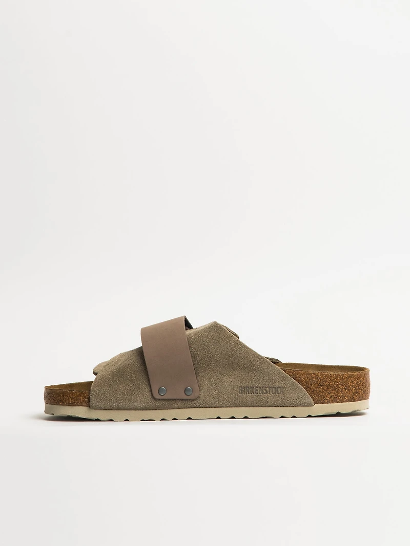 MENS BIRKENSTOCK KYOTO SUEDE NUBUCK SANDALS - TAUPE