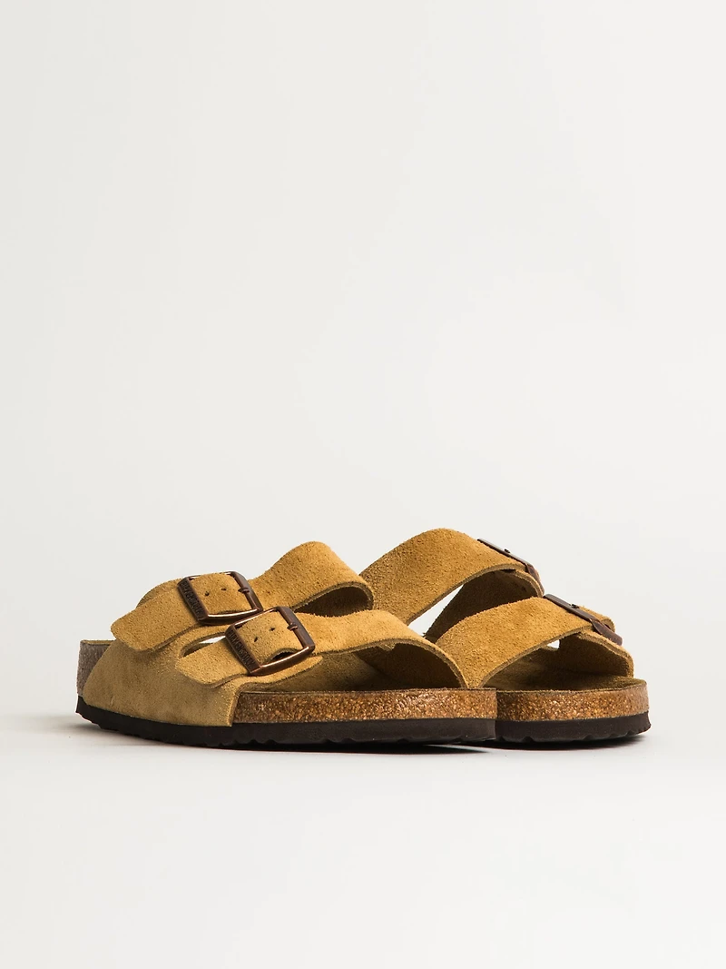 MENS BIRKENSTOCK ARIZONA SUEDE SANDALS - REGULAR LATTE