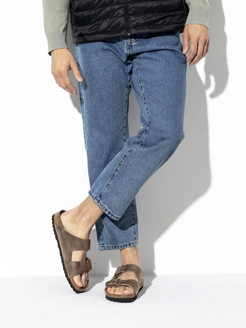 MENS BIRKENSTOCK ARIZONA LEATHER OILED SANDALS - REGULAR TOBACO BROWN