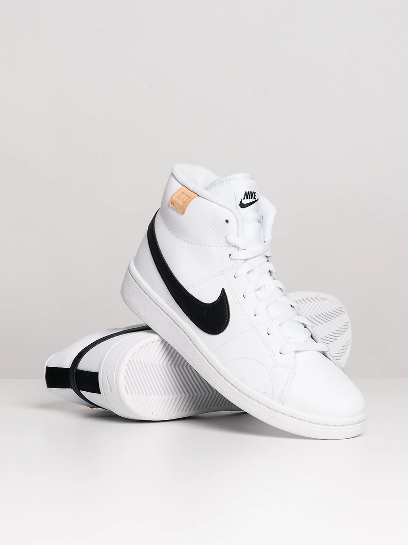 MENS NIKE COURT ROYALE 2 MID SNEAKER - WHITE/BLACK
