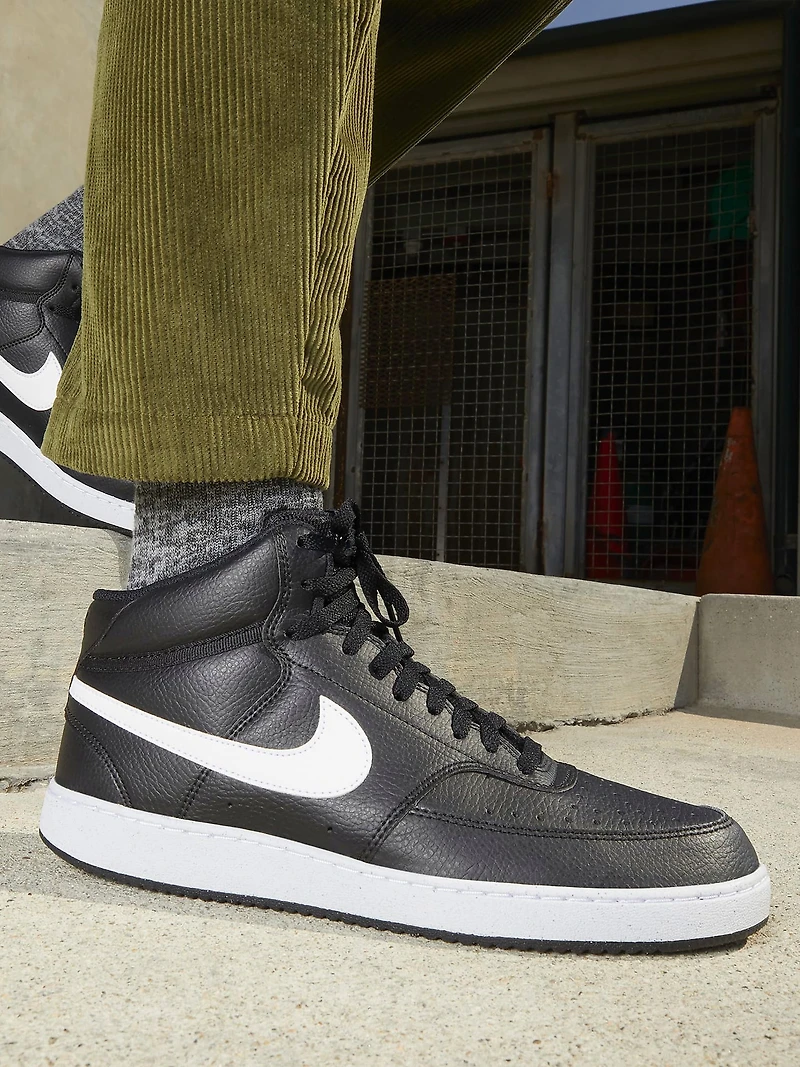 MENS NIKE COURT VISION MID NEXT NATURE SNEAKER - BLACK/WHITE