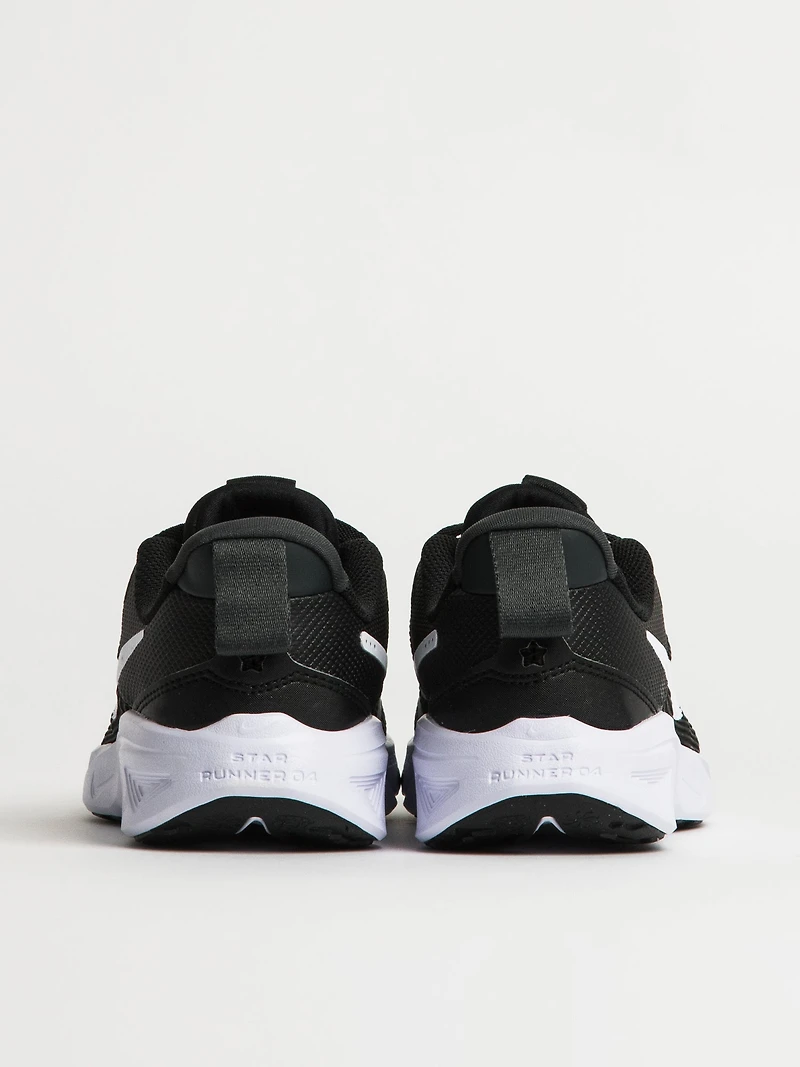 KIDS NIKE STAR RUNNER 4 SHOES - BLACK/WHITE