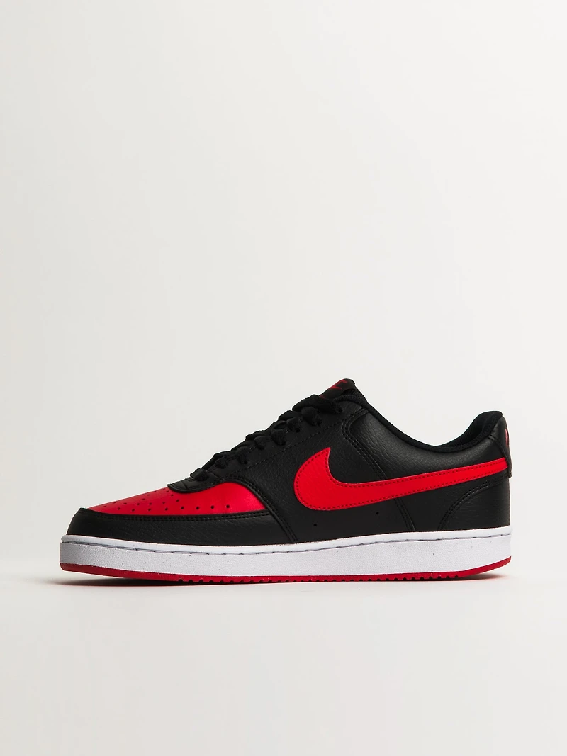 MENS NIKE COURT VISION LOW SNEAKER - BLACK/WHITE/UNIVERSITY RED