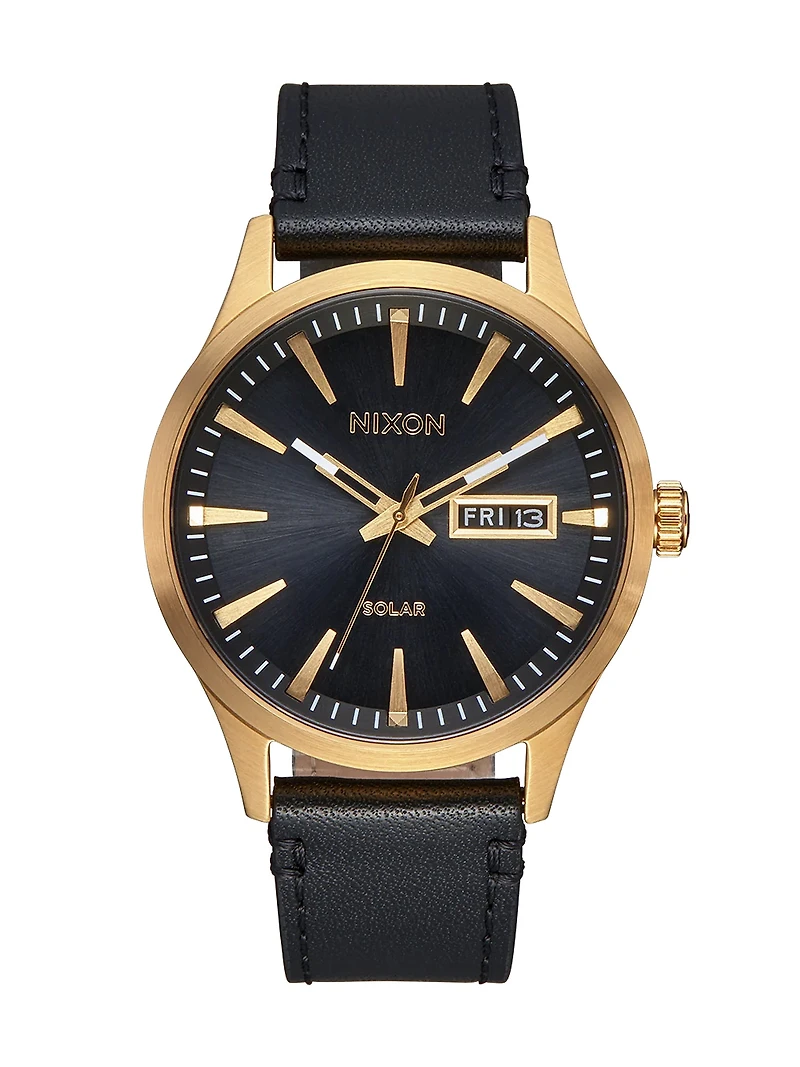 NIXON SENTRY SOLAR LTHR - GOLD/OR - CLEARANCE