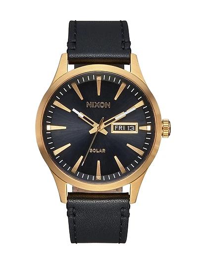 NIXON SENTRY SOLAR LTHR - GOLD/OR - CLEARANCE