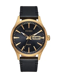 NIXON SENTRY SOLAR LTHR - GOLD/OR - CLEARANCE