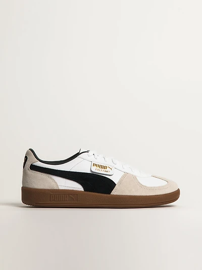 MENS PUMA PALERMO LEATHER SNEAKER - WHITE/VAPOR GRAY/BLACK/GUM