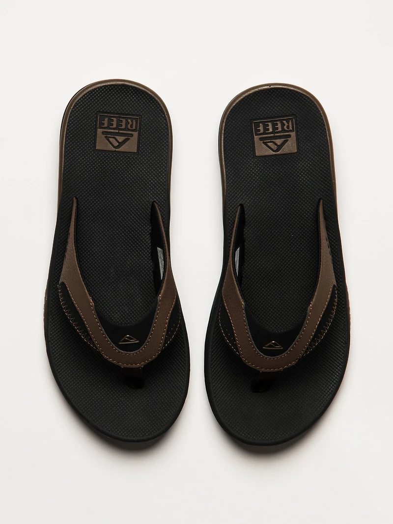 MENS REEF FANNING SLIDES - BLACK/TAN