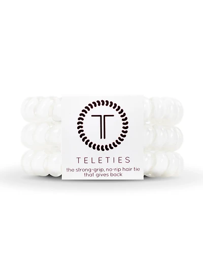 TELETIES HAIR TIE LARGE - COCONUT WHITE - CLEARANCE