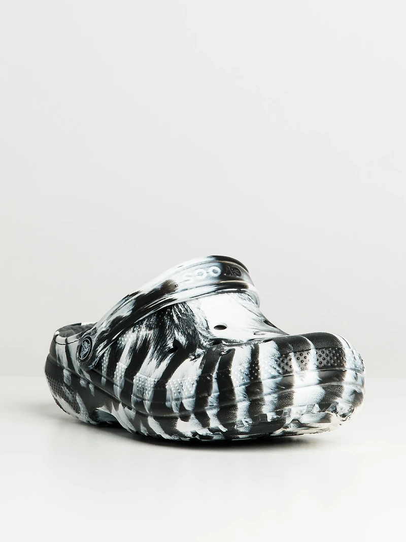 WOMENS CROCS CLASSIC LINED MARBLE CLOGS - CLEARANCE