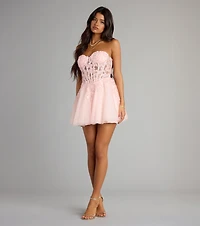 Windsor Carla Corset Tulle A-Line Mini Dress