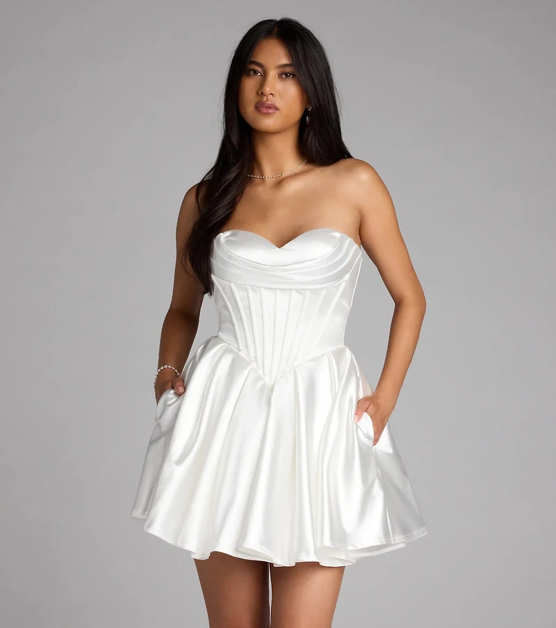 Windsor Jodie Satin Skater Corset Dress at Hamilton Place in Chattanooga, TN Windsor Jodie Satin Skater Corset Dress at Hamilton Place in Chattanooga, TN