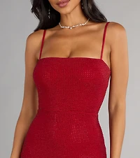 Melanie Rhinestone Lace-Up Bodycon Mini Dress