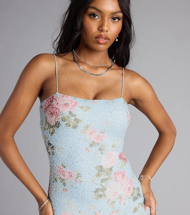 princess polly baby blue dress Adrianna Papell Dresses | Beaded One Shoulder Blouson Gown | Color:  Cream/Silver main image 1
