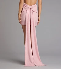 Toni Glitter Open Back Bow Mini Dress