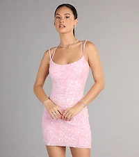 Hannah Sequin Lace-Up Bodycon Mini Dress