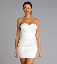 Alexia Satin Lace Bustier Mini Dress