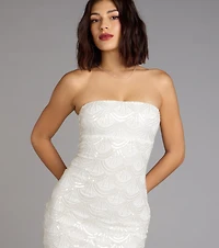 Lilah Beaded Scallop Mini Dress