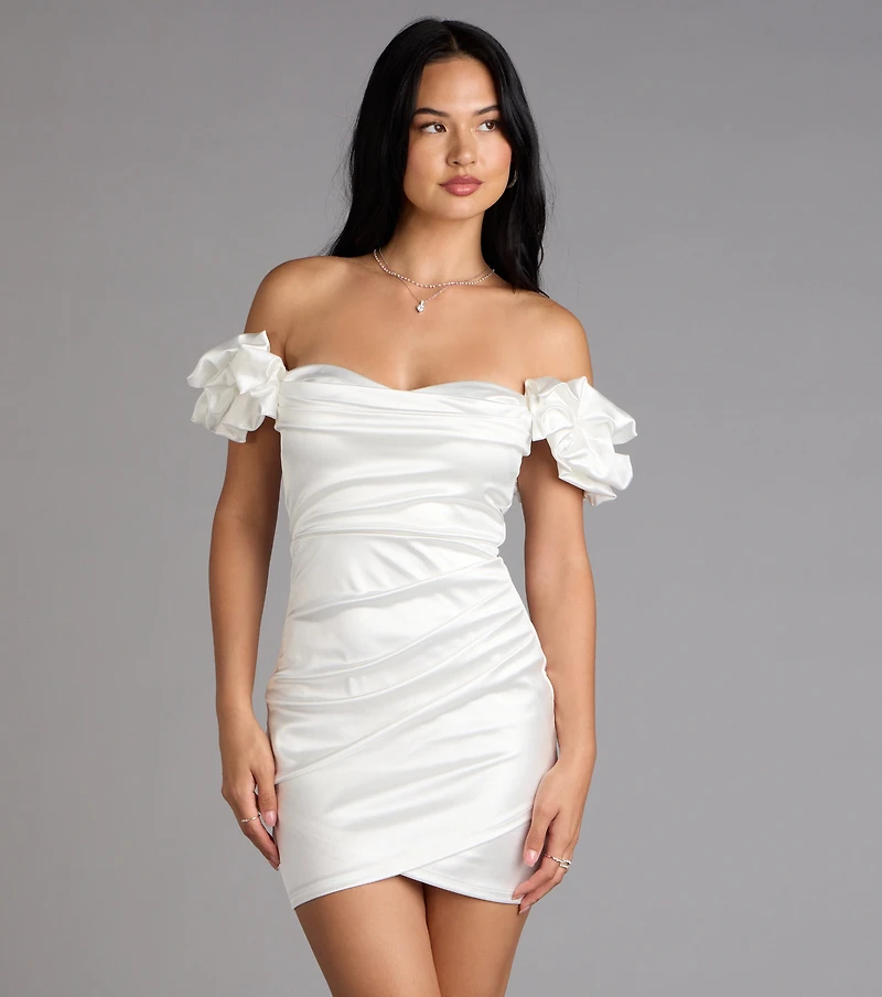 Kathrin Satin Off-The-Shoulder Mini Dress