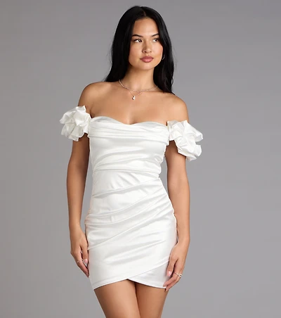 Kathrin Satin Off-The-Shoulder Mini Dress