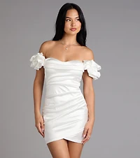 Kathrin Satin Off-The-Shoulder Mini Dress