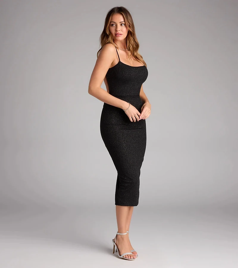 Kourtney Glitter Bow Midi Formal Dress