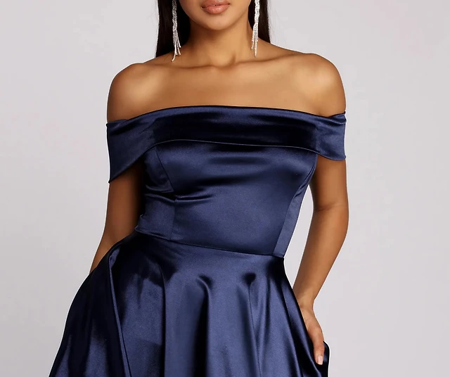 chinese dress ladies Off-Shoulder Fold-Over Midi Dress  HAE-us