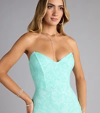 Lilian Sequin Strapless Lace-Up Mini Dress