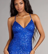 Alessia Sequin Lace-Up Mini Dress