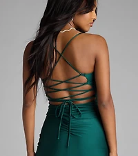 Mayven Lace-Up Midi Formal Dress