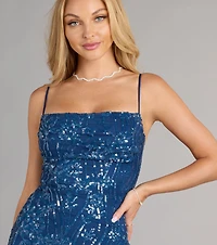 Oaklynn Sequin Lace-Up Mini Dress