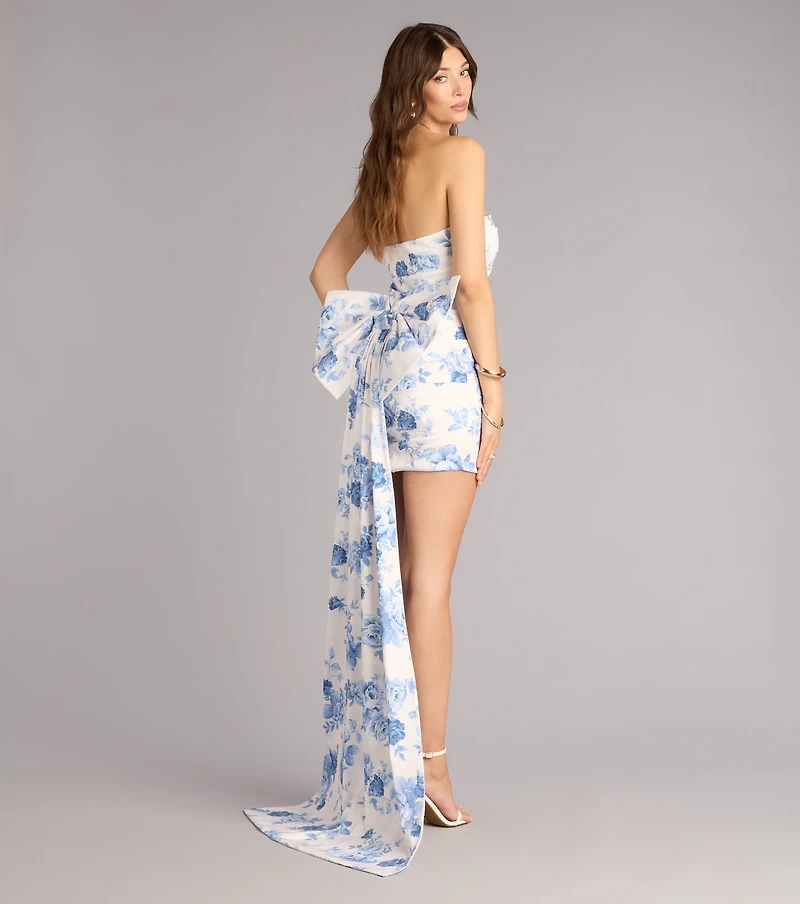 Silvia Floral Bow Mini Dress