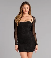 Tabitha Rhinestone Mini Dress with Shawl