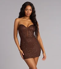 Kira Rhinestone Strapless Mini Dress
