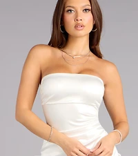 Jasmine Strapless Slit Midi Formal Dress