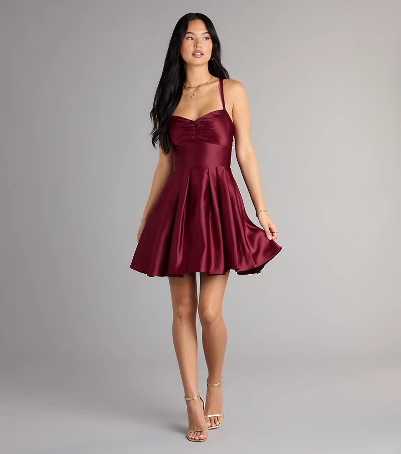 Isabelle Satin Lace-Up Dress With Pockets
